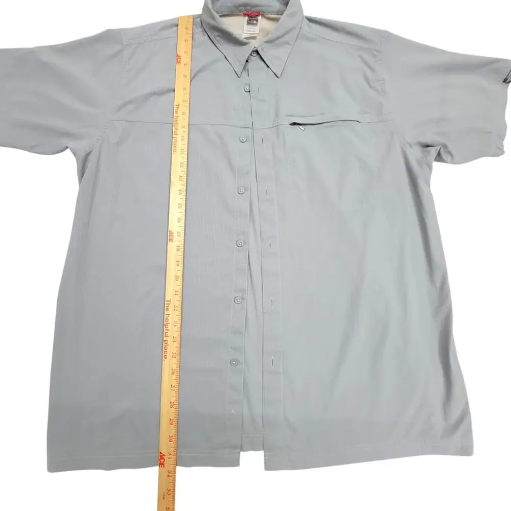 The North Face Mens XXL Gray Short Sleeve Hiking Vented Zip Pocket Trail Shirt